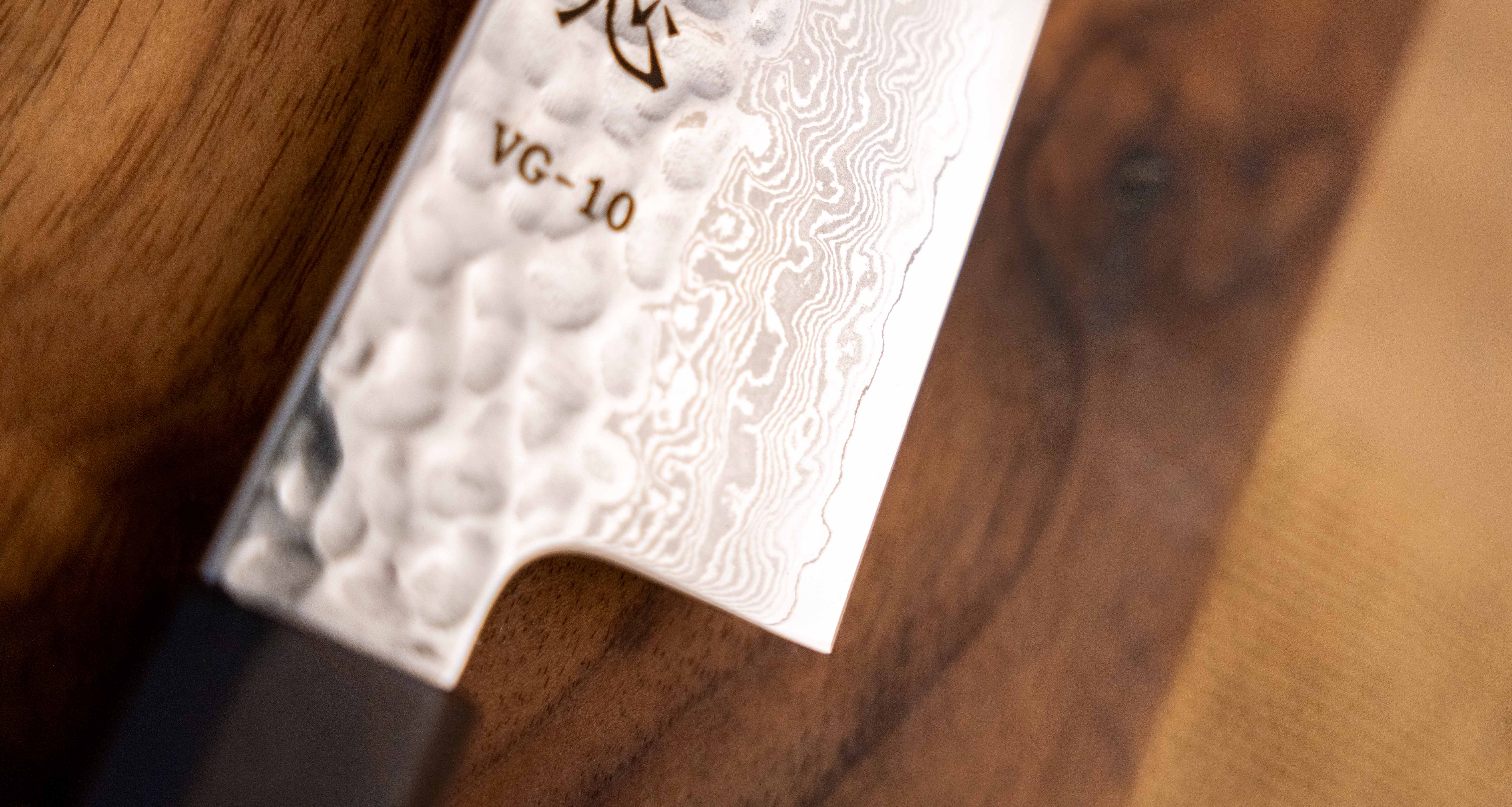 Hayabusa Gyuto VG-10 Tsuchime Damascus Ebony 210mm (8.3") - Image 4