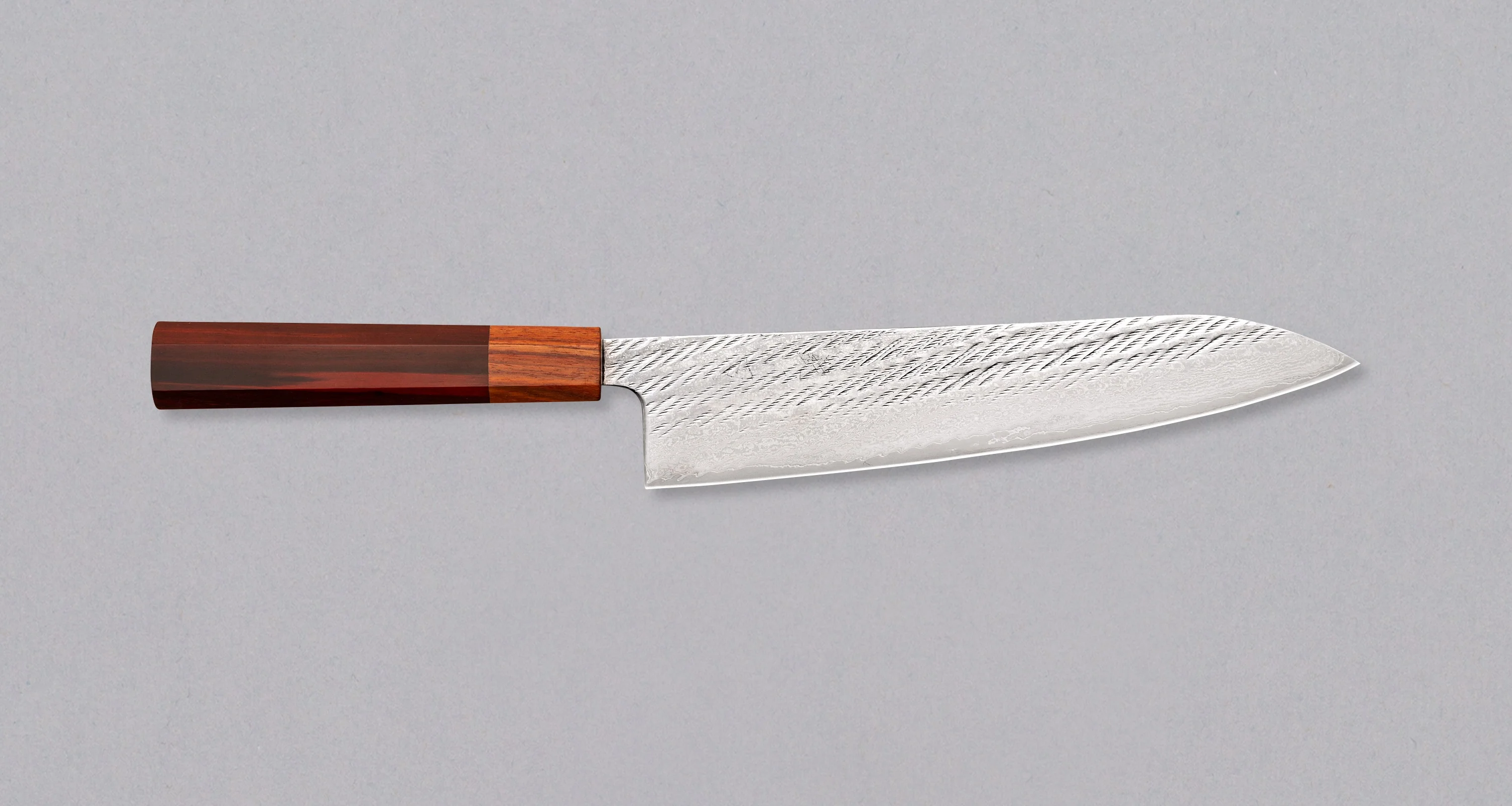 Hokiyama Gyuto Ginsanko Nawame Damascus 210mm (8.3") [Kaotan/Rosewood]