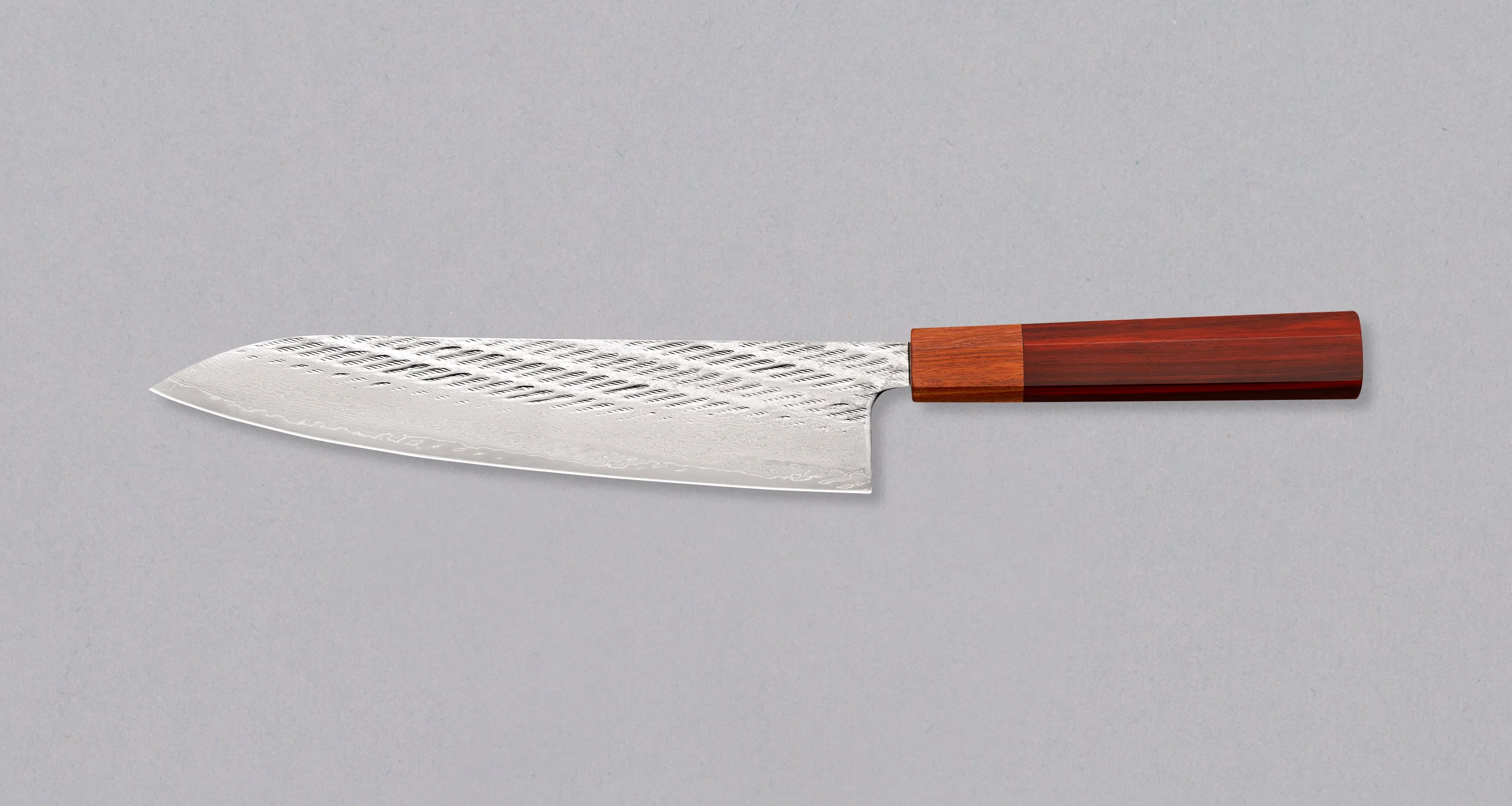 Hokiyama Gyuto Ginsanko Nawame Damascus 210mm (8.3") [Kaotan/Rosewood] - Image 2