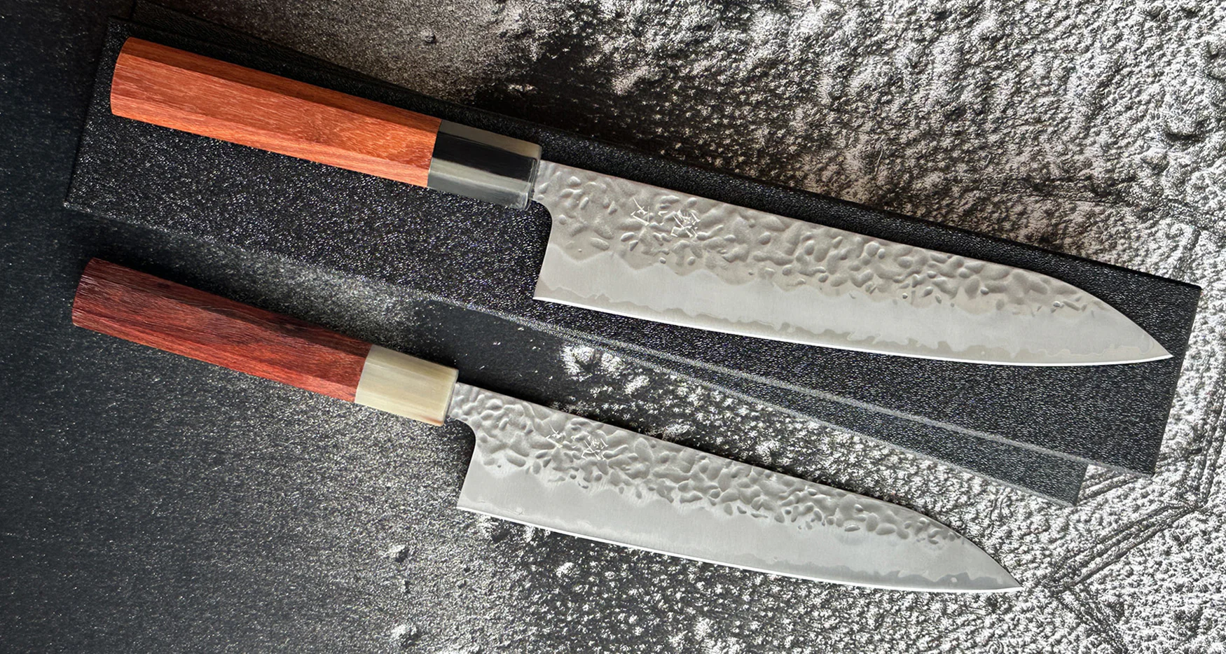 Hokiyama Gyuto Shirogami #1 Tsuchime Sandalwood 210mm (8.3") - Image 4
