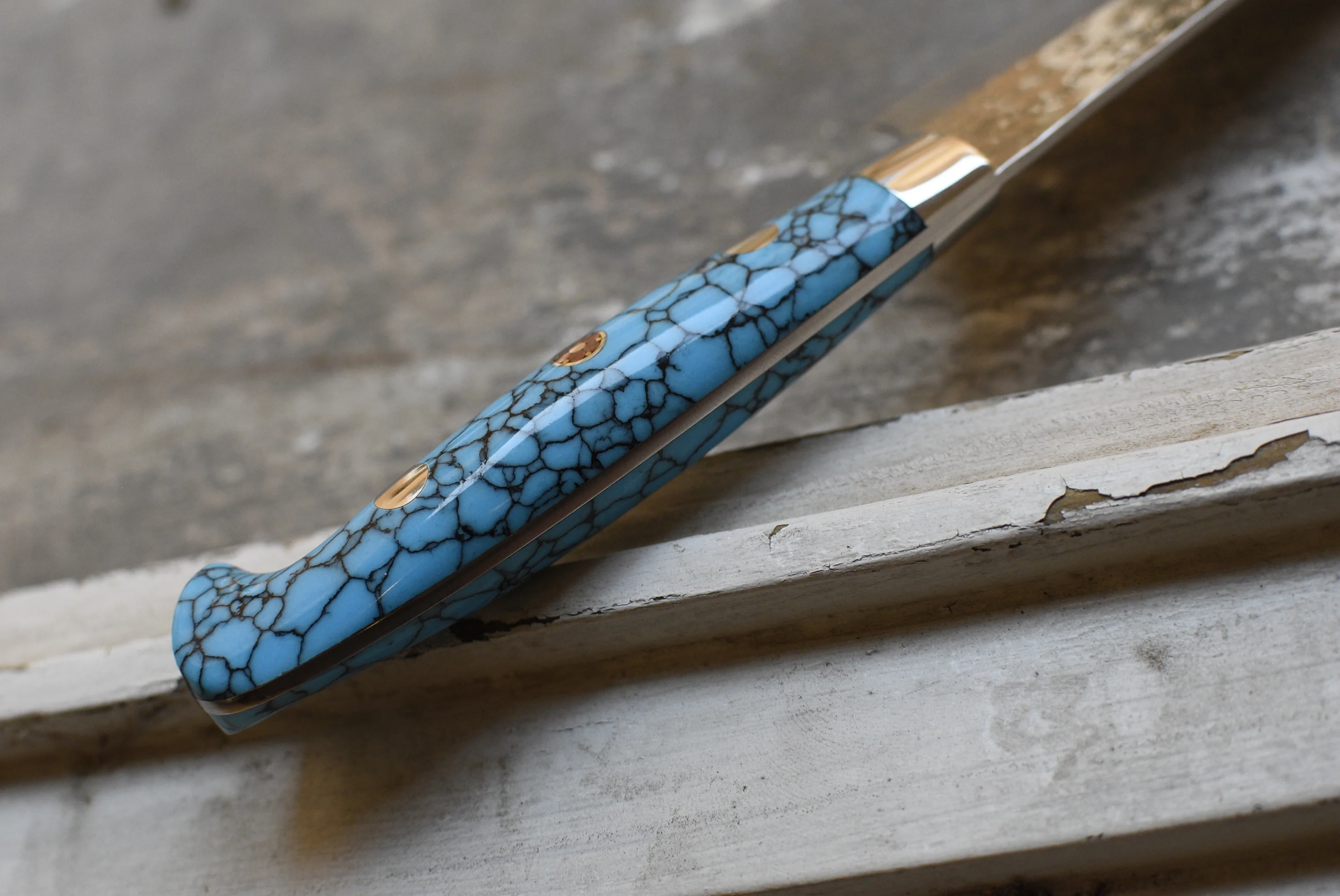 Yu Kurosaki Gyuto Senko R2 Turquoise 180mm (7.1") - Image 4