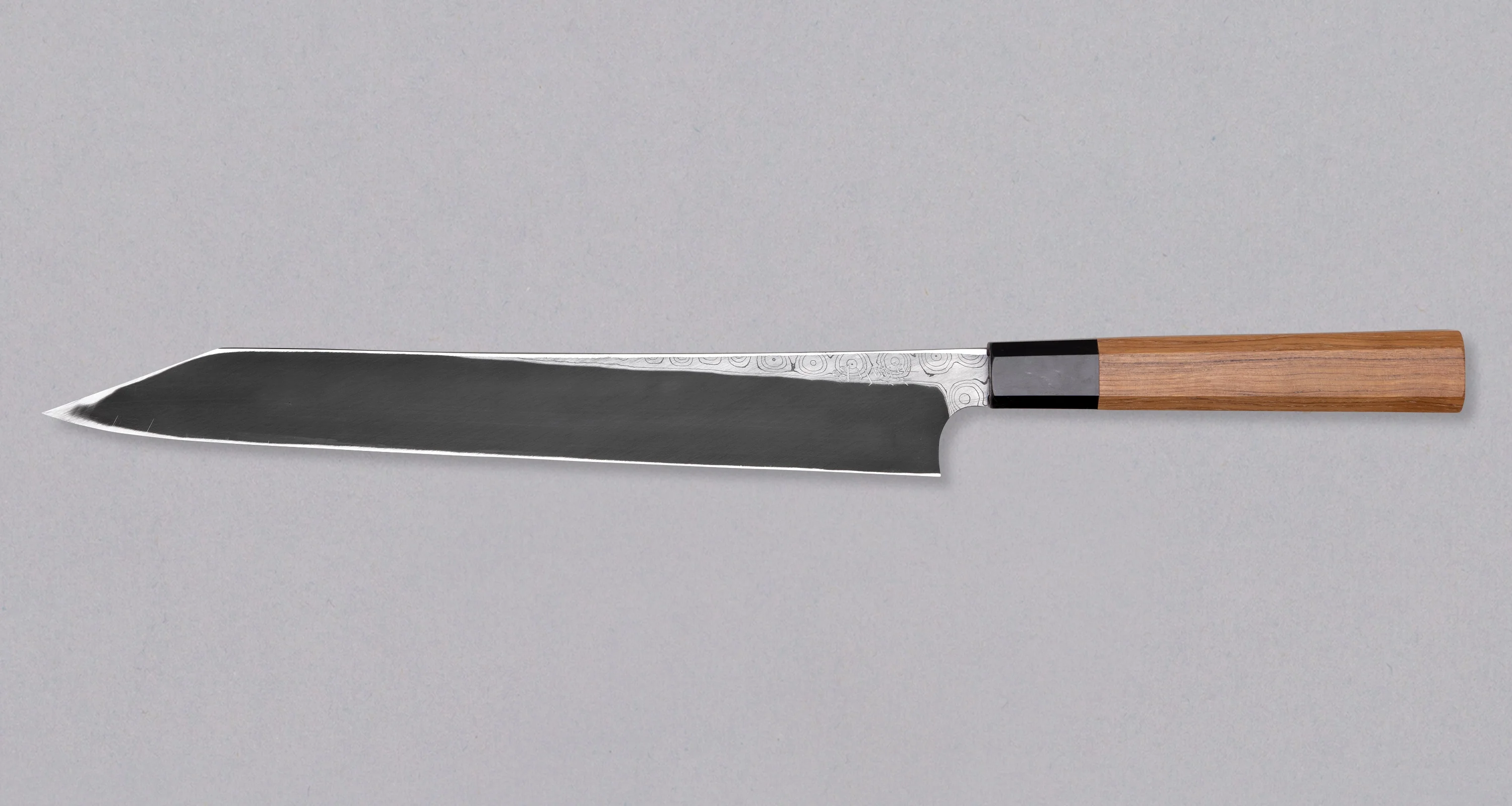 Nigara Kurozome Kiritsuke Yanagiba Aogami #2 Damascus 300mm (11.8") - Image 2
