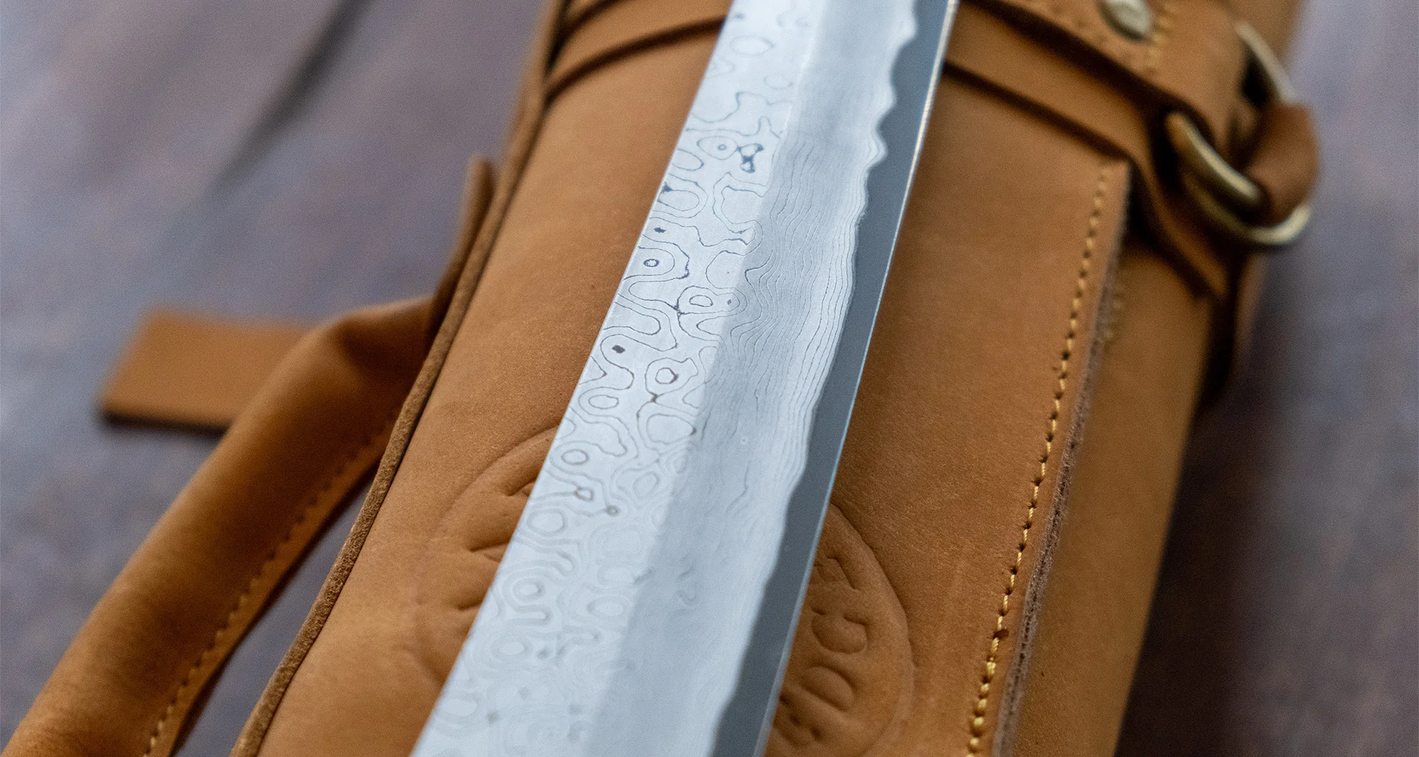 Nigara Kurozome Sakimaru Yanagiba Aogami #2 Damascus 270mm (10.6") - Image 6