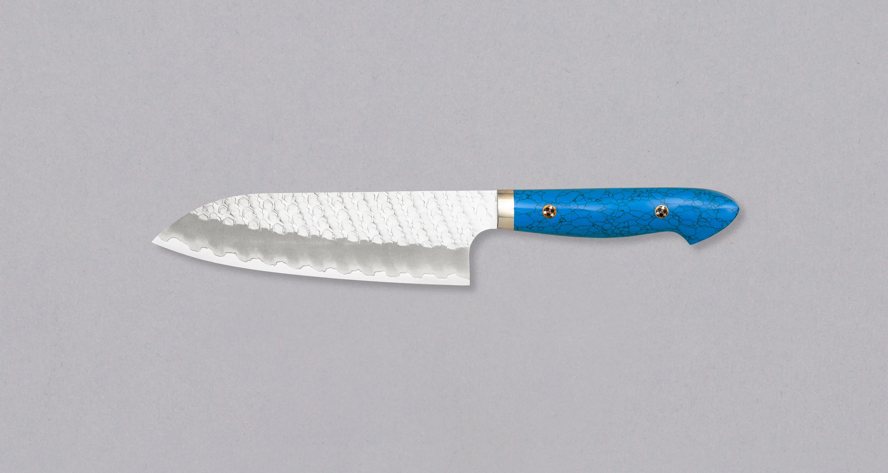 Nigara Santoku SG2 Migaki Tsuchime Turquoise 180mm (7.1") - Image 2