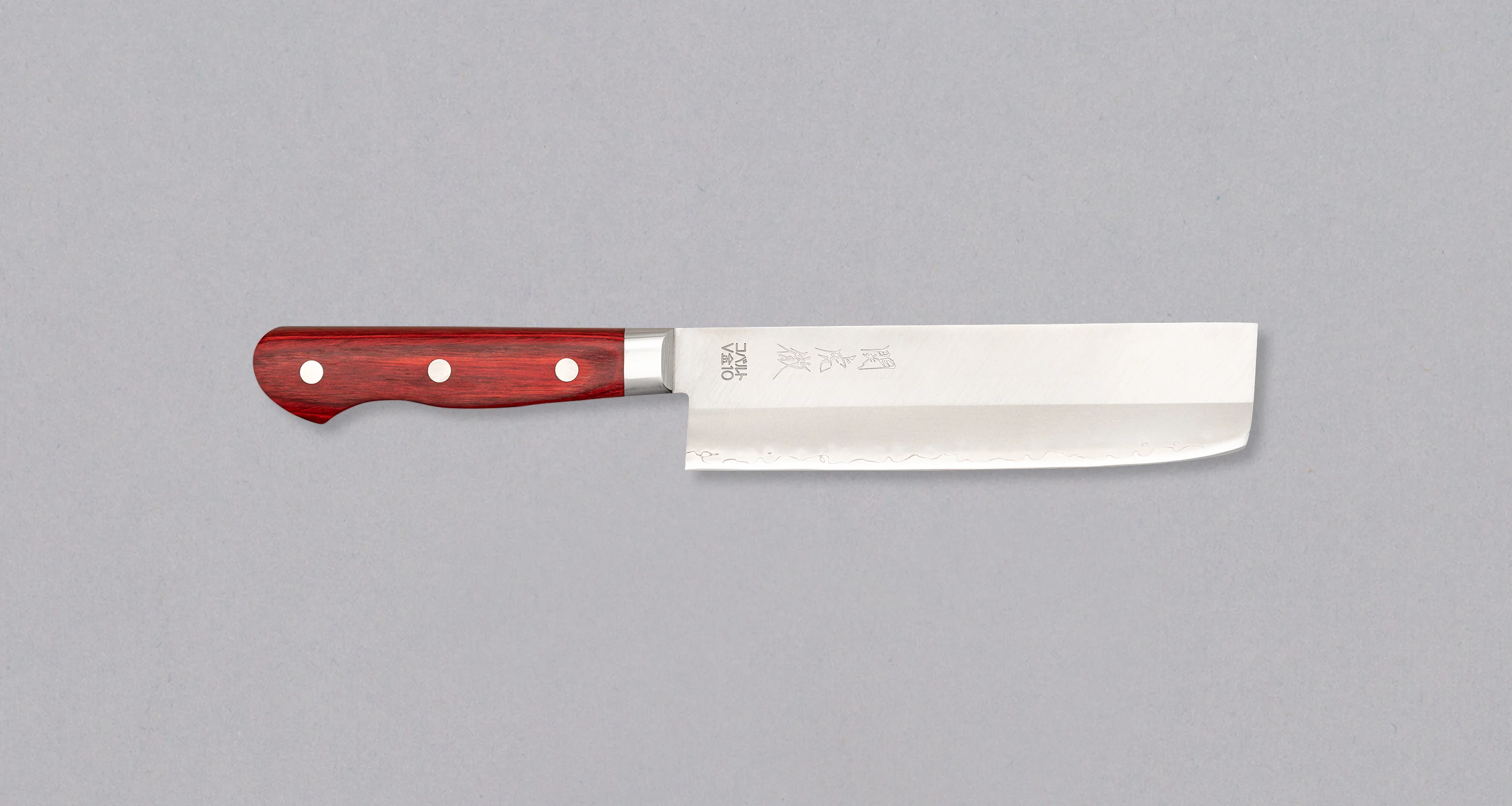 Seki Kotetsu Nakiri VG-10 Migaki 165mm (6.5") [red pakkawood]