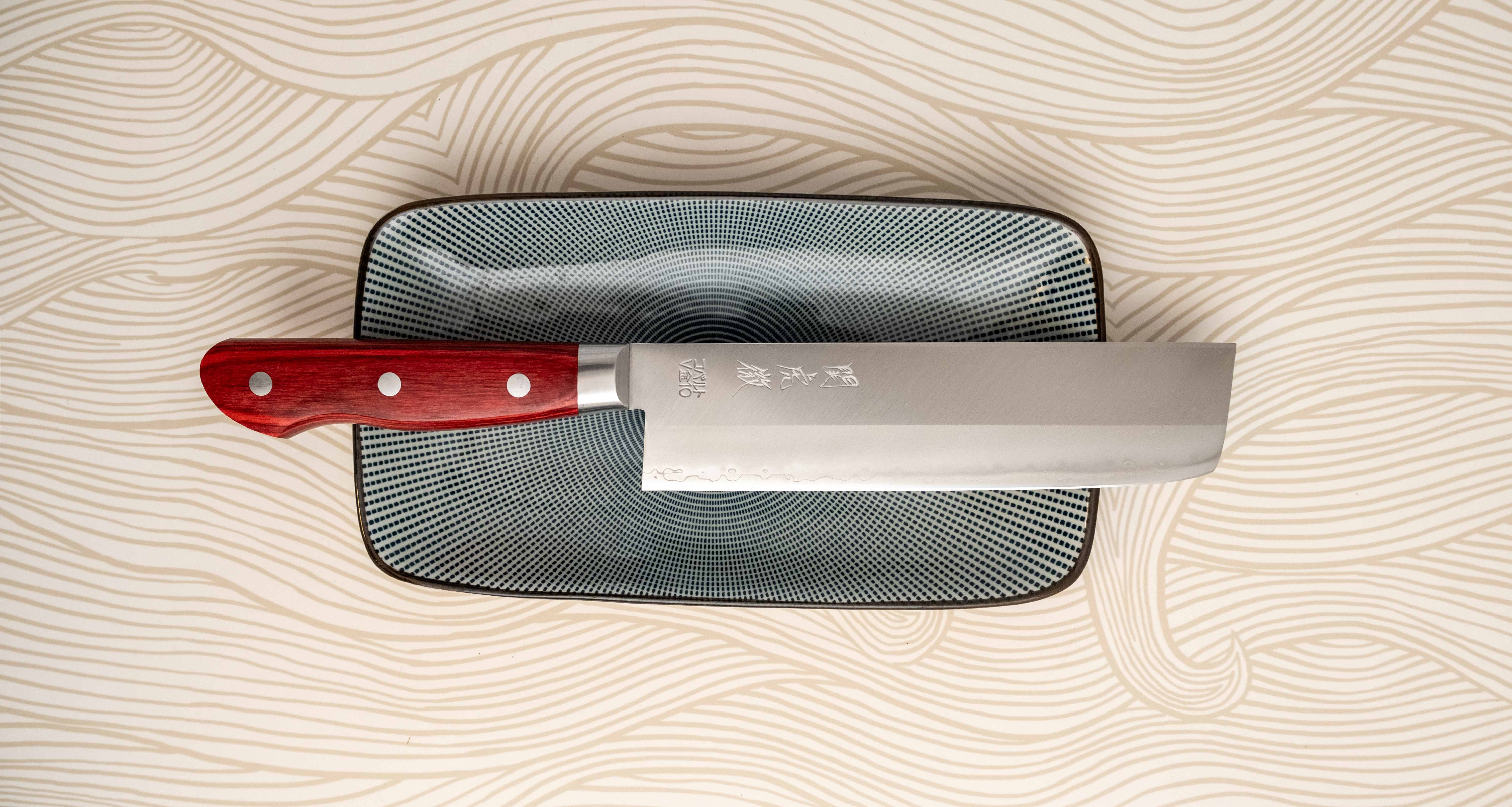 Seki Kotetsu Nakiri VG-10 Migaki 165mm (6.5") [red pakkawood] - Image 5