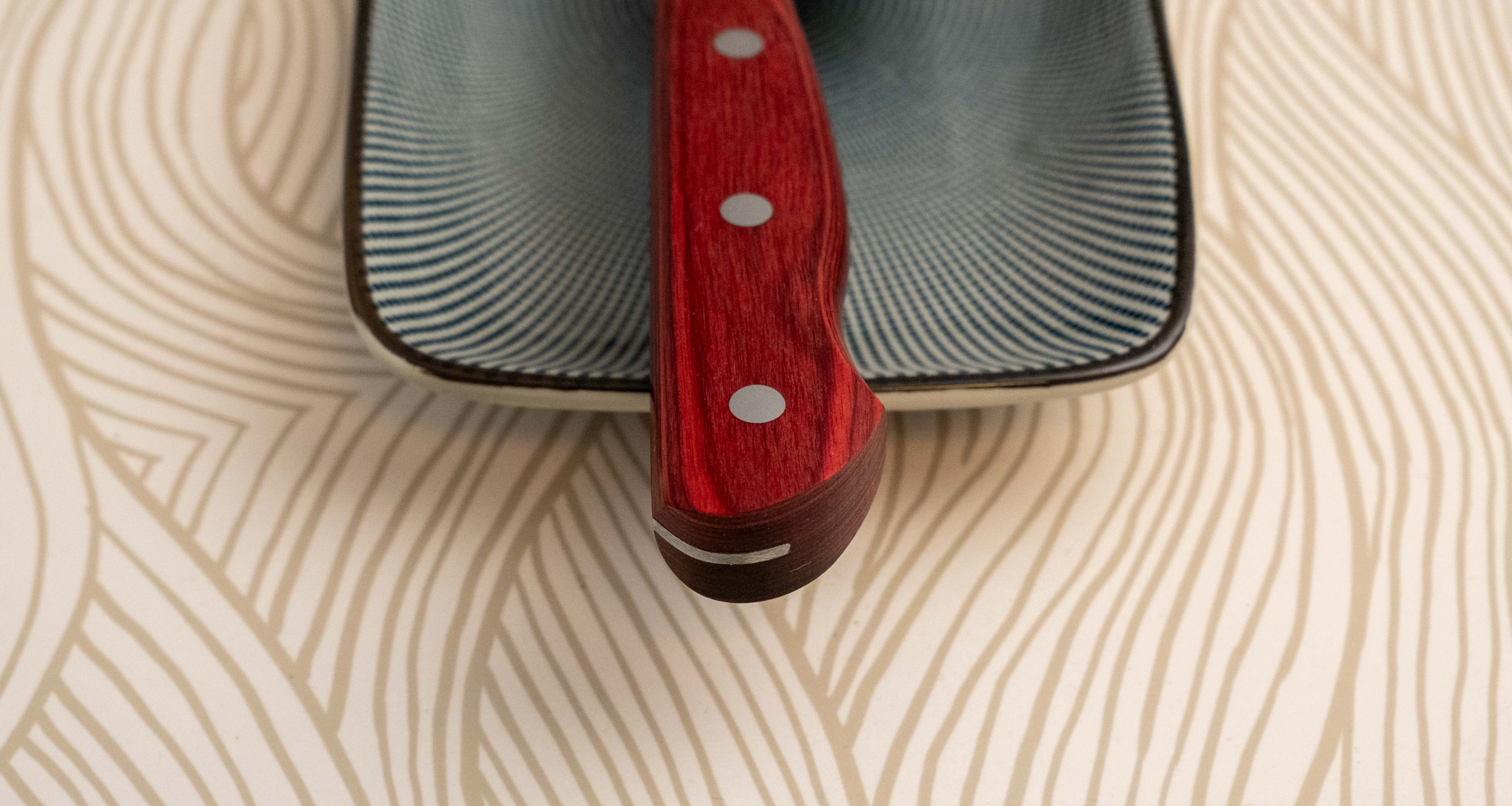 Seki Kotetsu Nakiri VG-10 Migaki 165mm (6.5") [red pakkawood] - Image 7