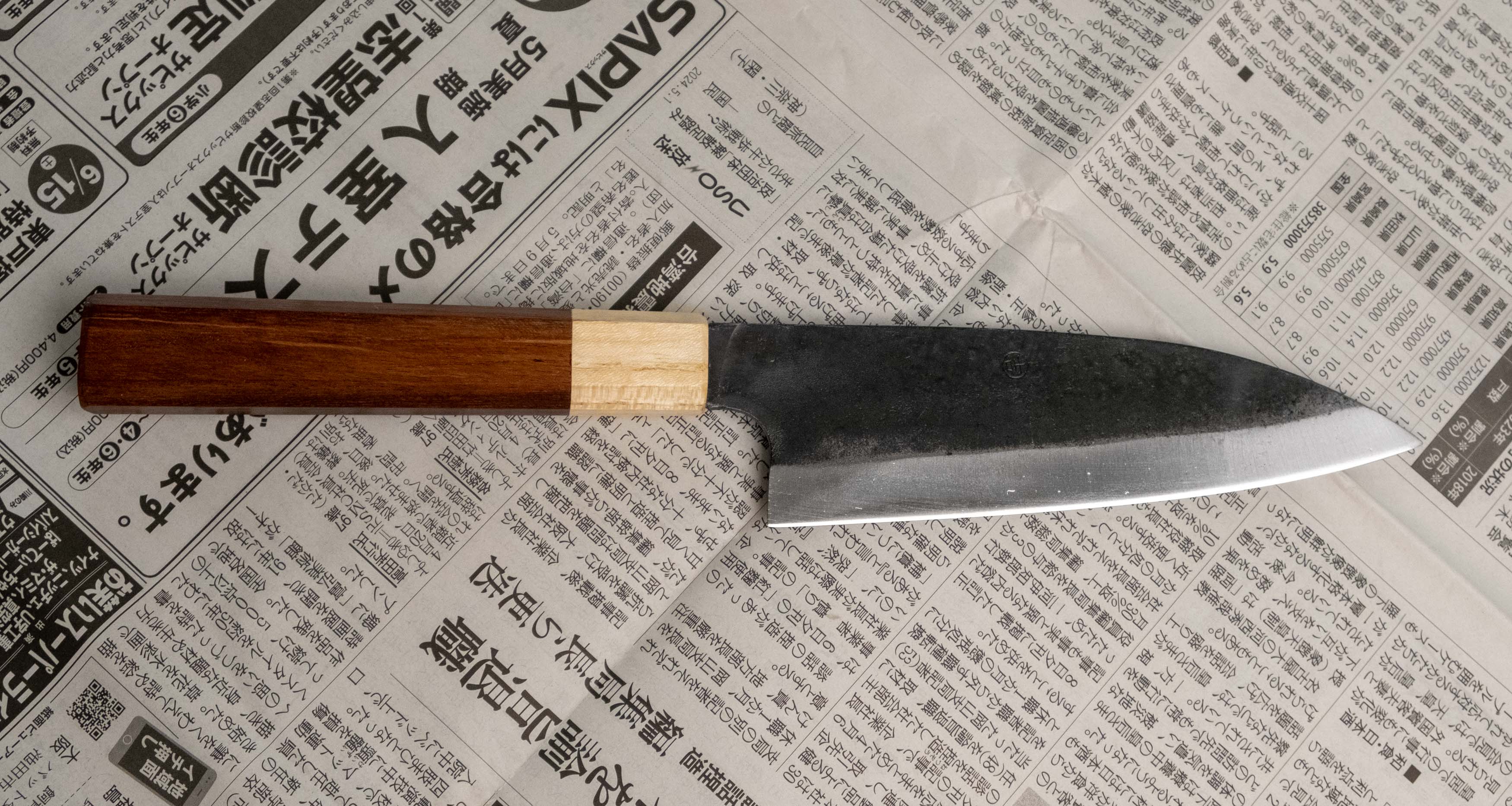 Yoshida Santoku Funayuki SUJ-2 Kuro-uchi 155mm (6.1") [Rosewood-Cedar/Octagon] - Image 3